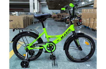 Велосипед 18" дюймів 2-х колісний "CORSO" MAXIS MX-71841 (1) ручне гальмо, дзвіночок, додаткові колеса, ЗІБРАНИЙ НА 75, в коробці