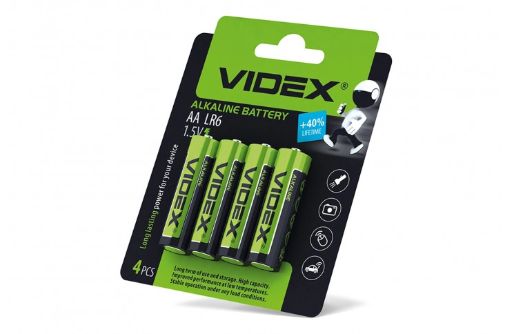 Батарейка лужна Videx LR06/AA 4шт в упаковці