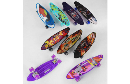 Скейт Пенни борд C 40310 Best Board, ВЫДАЕТСЯ ТОЛЬКО МИКС ВИДОВ, 6 КОЛОРОВ, доска = 55см, колеса PU со светом, диаметр 6 см