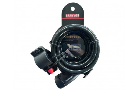 Замок BRAVVOS LOC-065-110 на ключі зі сталевим тросом 12mmX1500mm чорний