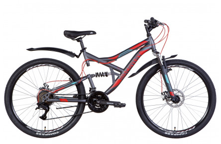 Велосипед 26" Discovery CANYON AM2 DD 2022 (темно-сірий з червоним та блакитним (м))