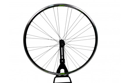Колесо переднее 28, обод AlexRims Comp, 622x14 FV, втулка Merida, V-Brake под эксцентрик 32 спиц (нержавейка) Черные