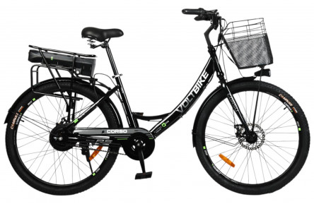 Электровелосипед Corso VOLT BIKE 26" TB-74524 (500Вт 36В 13Аг) односкоростной, черно-зеленый