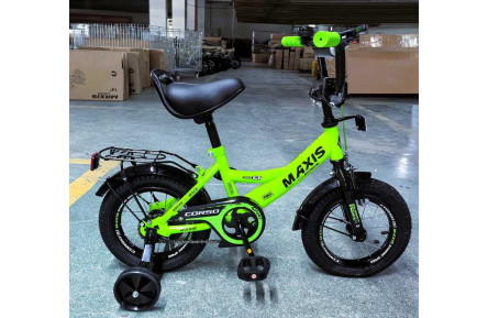 Велосипед 12" дюймів 2-х колісний "CORSO" MAXIS MX-12422 (1) ручне гальмо, дзвіночок, сидіння з ручкою, додаткові колеса, ЗІБРАНИЙ НА 75 у коробці