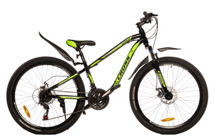 Велосипед 26" Cross Rider, 13", черно-зеленый