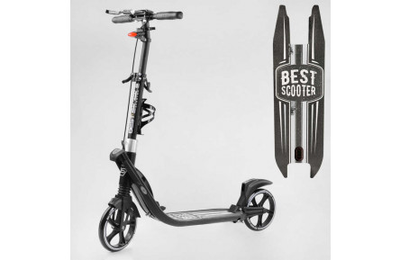 Самокат двухколесный "Best Scooter" L-36375 ФАРА, колеса PU 200мм, 2 амортизатора, ручной тормоз.