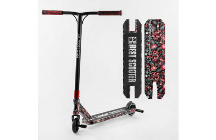 Самокат трюковий Best Scooter BS-77488 HIC-система, ПЕГИ, алюміній з ПРИНТОМ, колеса PU, d = 110мм, кермо - 60 см