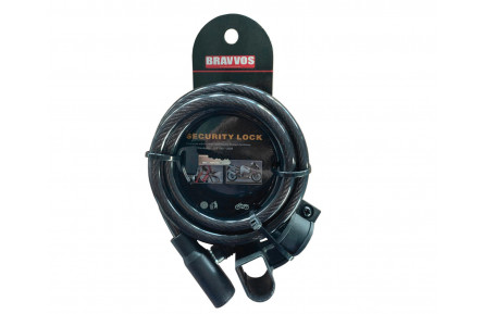 Замок BRAVVOS LOC-045-055 на ключі із сталевим тросом 10mmх1500mm чорн.