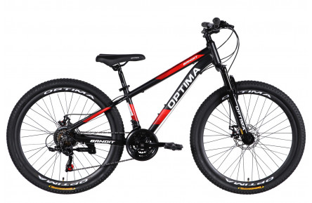 Велосипед AL 26" Optima BANDIT DD FR рама-13" чорний з червоним 2026 (в мішку)