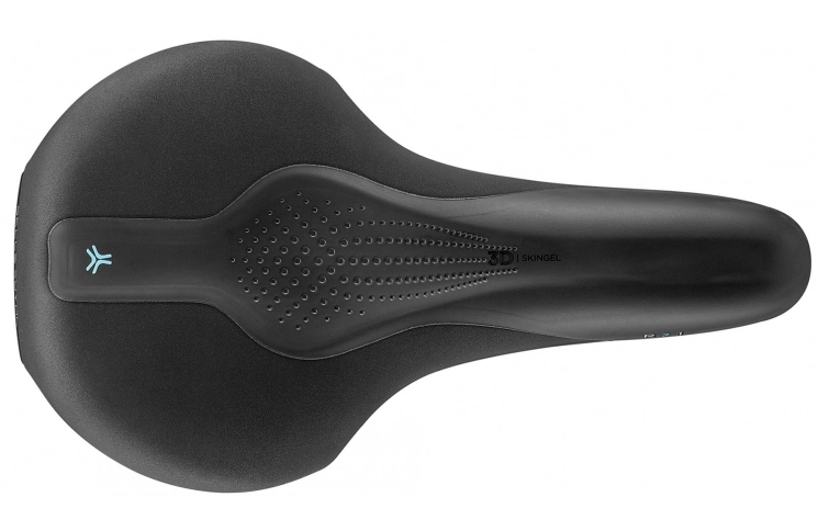 Сідло Selle Royal SCIENTIA R1 Relaxed, 3D skingel, оббивка Black Gummy/Black mokka, 289х169мм, 479г, рейли сталь + Curva suspension, unisex, чорне