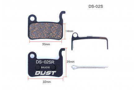 Колодки тормозные полуметалл DUST DS-02S Shimano M975/966/596/800/765/775/601/665/585/545/535, R-505, S-500