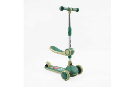 Самокат триколісний з сидінням "Skyper" JT-31622 (6) колеса PU 114х35мм зі світлом, музика та підсвічування платформи, кермо складне