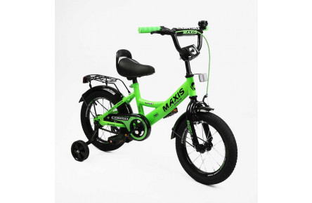 Велосипед 14" дюймів 2-х колісний "CORSO" MAXIS MX-19800 (1) ручне гальмо, дзвіночок, сидіння з ручкою, додаткові колеса, ЗІБРАНИЙ НА 75, в коробці