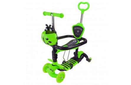 Самокат дитячий 3-х колісний Scooter Children's SC2501(Green) 3в1 колеса що світяться, зелений