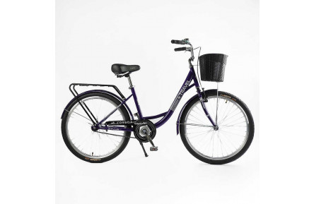 Велосипед міський Corso TRAVEL 26" TL-26106 + КОШИК, сталь 16.5"