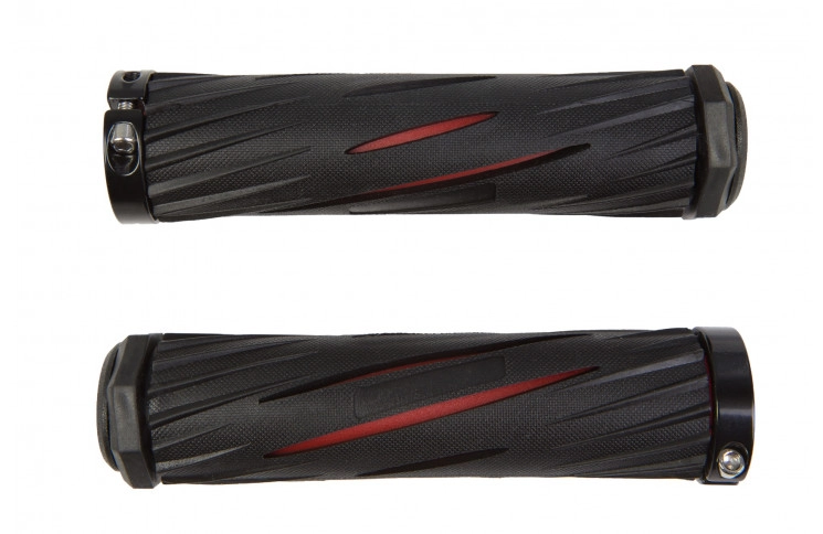Грипсы 130мм BC-GR6432 черные с красной вставкой из алюм. замками