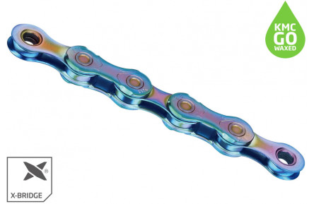 Цепь 118 зв. 1/2"x11/128 KMC X11 NPNP Waxed Chain, Aurora Blue