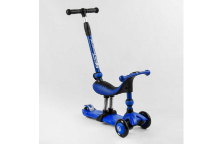 Самокат-велобег 3в1 трехколесный BS-27018 Best Scooter, 3 колеса PU со светом, сиденья, амортизаторы, родительская ручка