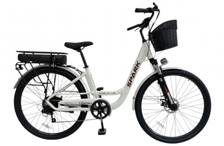 Велосипед з електродвигуном SPARK E-CITY COMFORT 48V/500W/12,8Ah 28" ал18" ам лок-аут диск світло-сірий