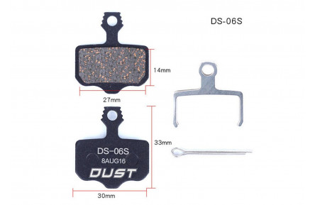 Колодки тормозные полуметалл DUST DS-06S AVID ELIXI/R/CR Mag /E1/E3/E5/E7/E9/XO/XX