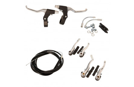 Гальмо V-br Алюмiнiй + пластик H- 110мм L - 70мм VLT PJ-43 срібний набір