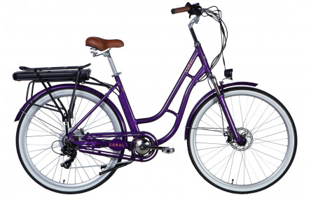 Велосипед з електроприводом 28" AL Dorozhnik eCORAL DD FR рама-19" 48B 17.5А*г 500Вт фіолетово-синій 2026