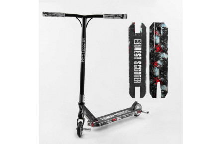 Самокат трюковый Best Scooter BS-77101 HIC-система, ПЕГИ, алюминий с ПРИНТОМ, колеса PU, d=110мм, руль – 60 см