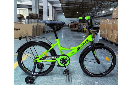 Велосипед 20" дюймів 2-х колісний "CORSO" MAXIS MX-34489 (1) ручне гальмо, дзвіночок, додаткові колеса, ЗІБРАНИЙ НА 75, в коробці