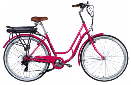 Велосипед с электроприводом Dorozhnik RETRO DD FR 28" ST 19" 36B 12.5А*ч 250Вт розовый YS 7452 2025