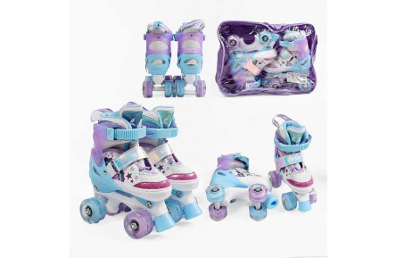 Ролики 62380-48 S розмір S 31-34 (6) колір Фіолетовий, устілка 18-21 см, колеса PU, КОЛЕСА ЗІ СВІТЛОМ, d коліс – 4,5 см, в сумці