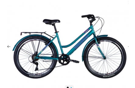 Велосипед знижений в ціні ST 26" Discovery PRESTIGE WOMAN Vbr з багажником задн St з крилом St 2024 STK-DIS-337 (синьо-зелений)