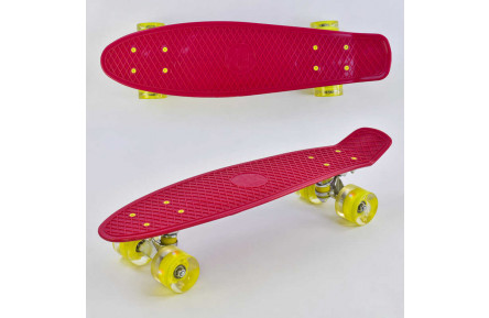 Скейт Пенни борд 0220 Best Board, КРАСНЫЙ, доска = 55см, колеса PU со светом, диаметр 6 см