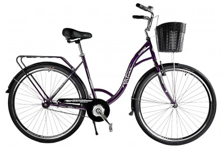 Велосипед міський Corso FORTUNA 28" FR-28077 + КОШИК ТЕМНО-ФІОЛЕТОВИЙ, сталь 20"