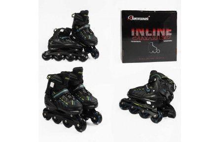 Ролики 13654-8 M розмір 35-38 (6) колеса PU, устілка 20-23 см, d – 72 мм, алюмінієва рама, підсвічування коліс, підшипник ABEC-7, в сумці