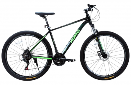 Велоcипед Corso Kord 29" KD-29637 19" чорно-зелений, обладнання Shimano 21 швидкість