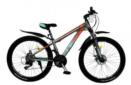 Велосипед 26" Cross Fast, 13" серо-зеленый с оранжевым.