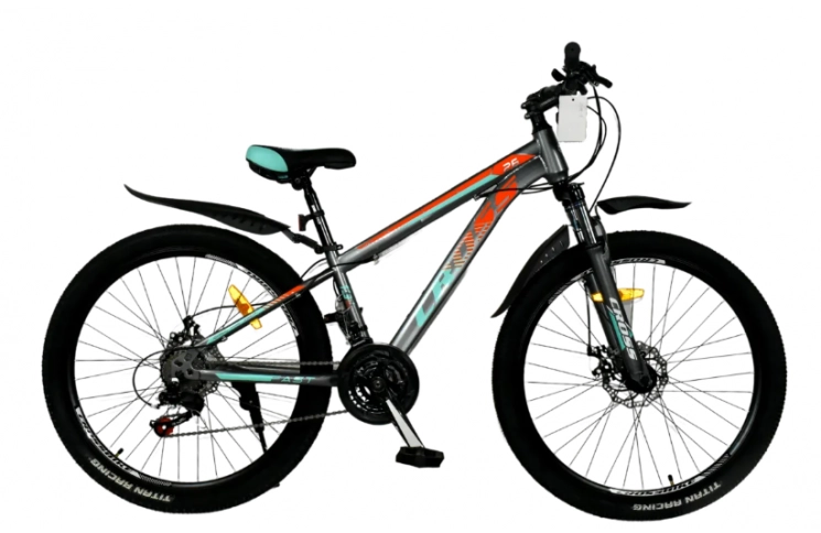 Велосипед 26" Cross Fast, 13" серо-зеленый с оранжевым.