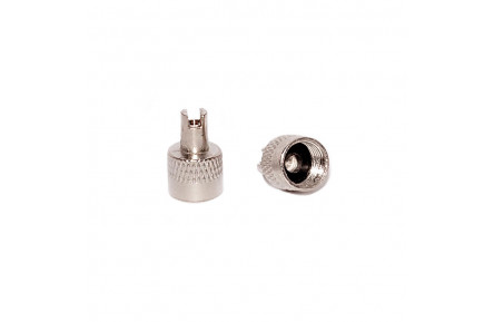 Ковпачок на ніпель AV з ключем, металевий, сріблястий (уп. 5 шт)