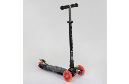 Самокат А 24659/779-1308 MAXI "Best Scooter" пластмассовый, 4 колеса PU, СВЕТ, трубка руля алюминиевая, d=12см