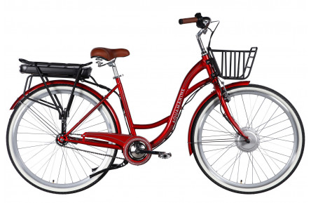 Велосипед з електроприводом 28" ST Dorozhnik eAQUAMARINE BH рама-19" 36B 13А*г 500Вт бордовий YS 2476 з кошиком 2026