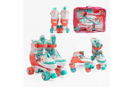 Ролики 6934-644 S розмір 31-34 (6) колір Кораловий, устілка 18-21 см, колеса PU, КОЛЕСА ЗІ СВІТЛОМ, d коліс – 4,5 см, в сумці