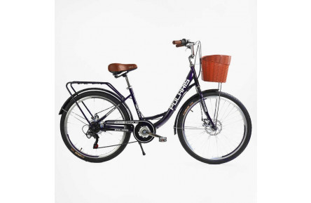 Велосипед міський Corso Polaris 26" PS-36620 + КОШИК БАКЛАЖАНОВИЙ, сталь 16.5"