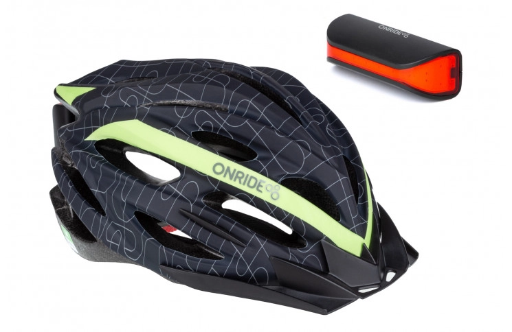 Шлем ONRIDE Grip черный/зеленый M (55-58 см) + Мигалка ONRIDE Slit