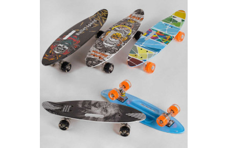 Скейт С 32040 Best Board, противень с ручкой, 4 вида, доска = 60см, колеса PU СВЕТСТВУЮТ, d = 6см