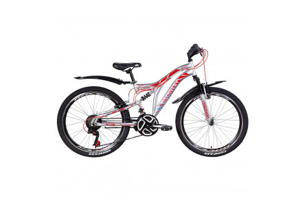 Подростковый велосипед Discovery Rocket AM2 Vbr 2021 24" 15" серебристо-красный