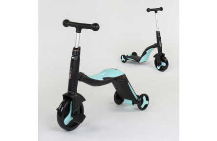 Самокат 3в1 JT 20255 (1) Best Scooter, самокат-велобіг-велосипед, БЛАКИТНИЙ, світло, 8 мелодій, колеса PU, переднє колесо d = 20см, задні d = 11см