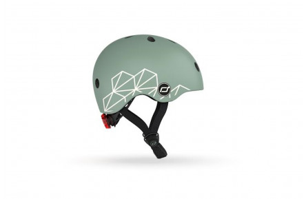 Шлем защитный детский Scoot and Ride, зеленый, с фонариком, 45-51см