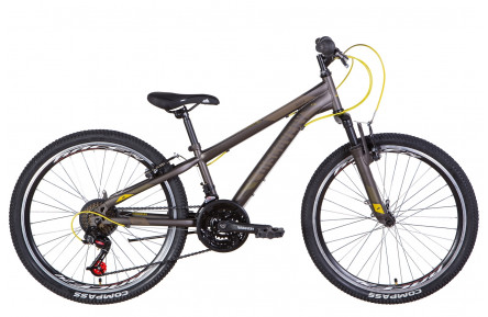 Велосипед 24" Discovery RIDER AM 2022 (темно-сріблястий з жовтим (м))