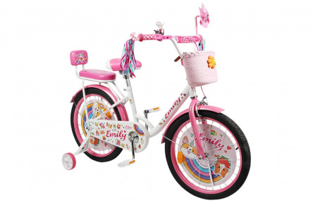 Велосипед 20" дюймів 2-х колісний "Corso" Emily ML-76599 (1) кошик, прикраси, ручне гальмо, дзвіночок, додаткові колеса, ЗІБРАНИЙ НА 75, в коробці