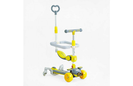 Самокат 5в1 "Skyper" J-06118 колеса PU 125х40мм зі світлом, музика та підсвічування платформи, з ДОП. КОЛЕСАМИ, захисний бампер